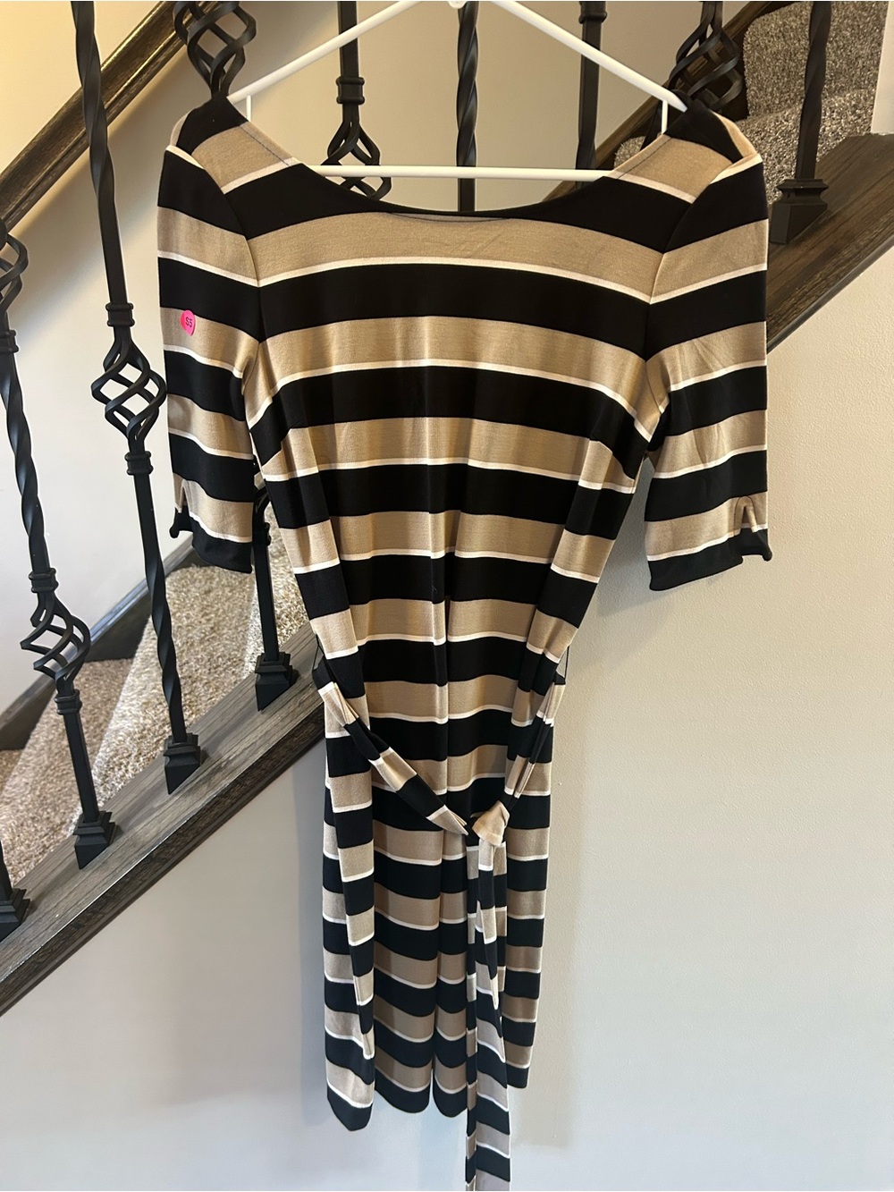 Banana Republic Black and Gold Striped Midi Dress